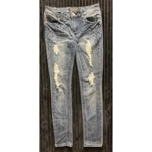Premiere Women’s Skinny Jeans – Dark Wash, Embellished, Size 3/4